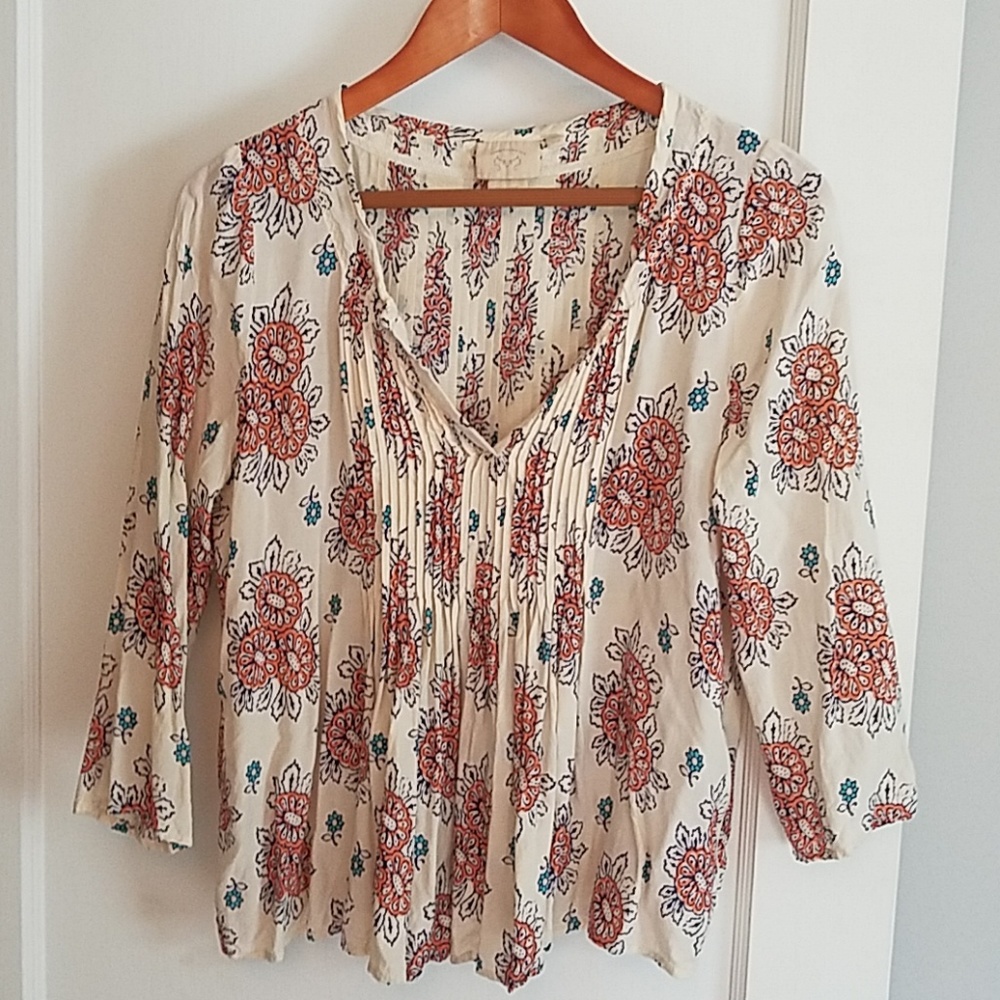 Printed Anthropologie Blouse